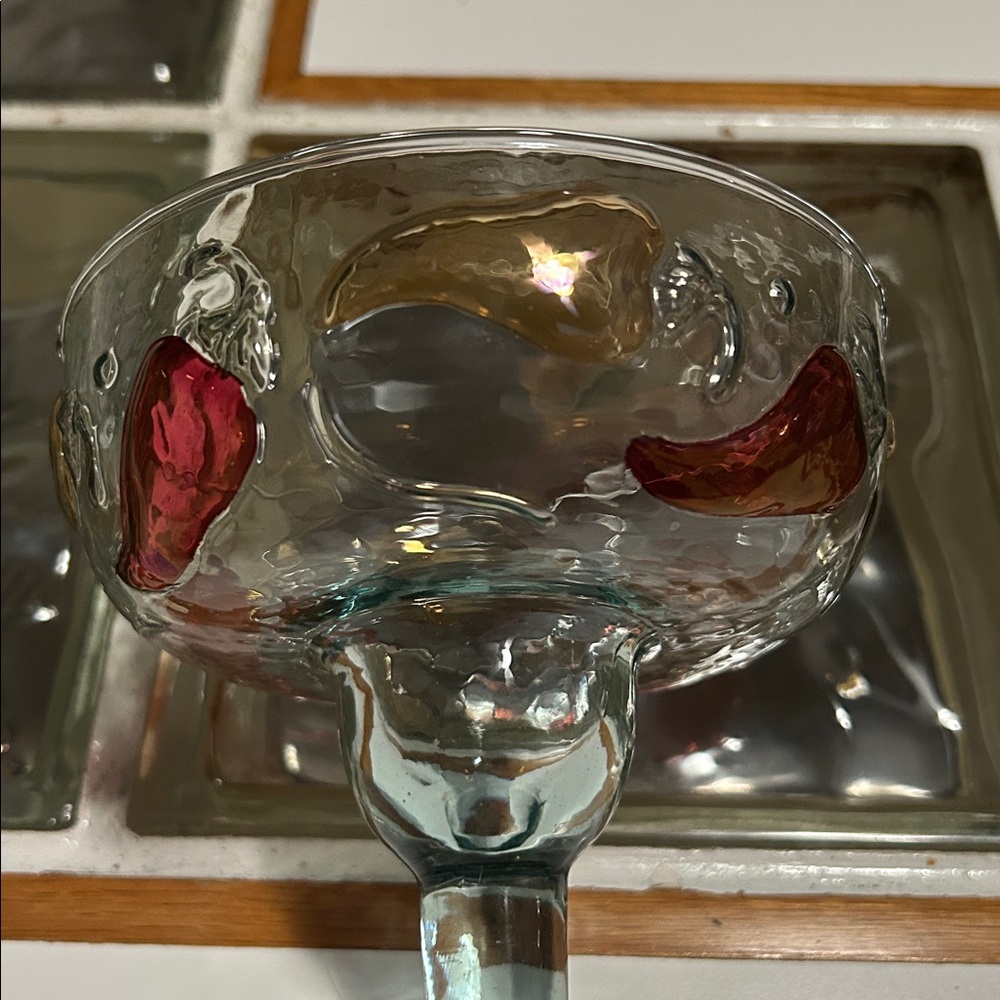 Unique Glass Margarita Goblets with Red and yellow chili pepper accents. - Picture 6 of 8
